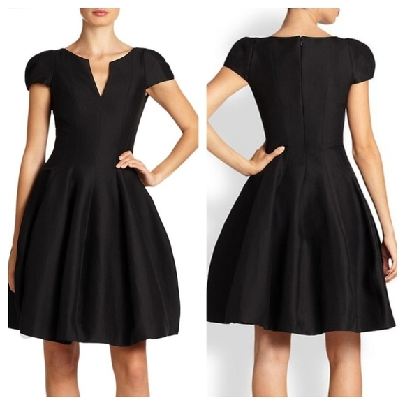 Halston Heritage 0 Cap Sleeve Sateen Fit & Flare Party Dress - Picture 3 of 9